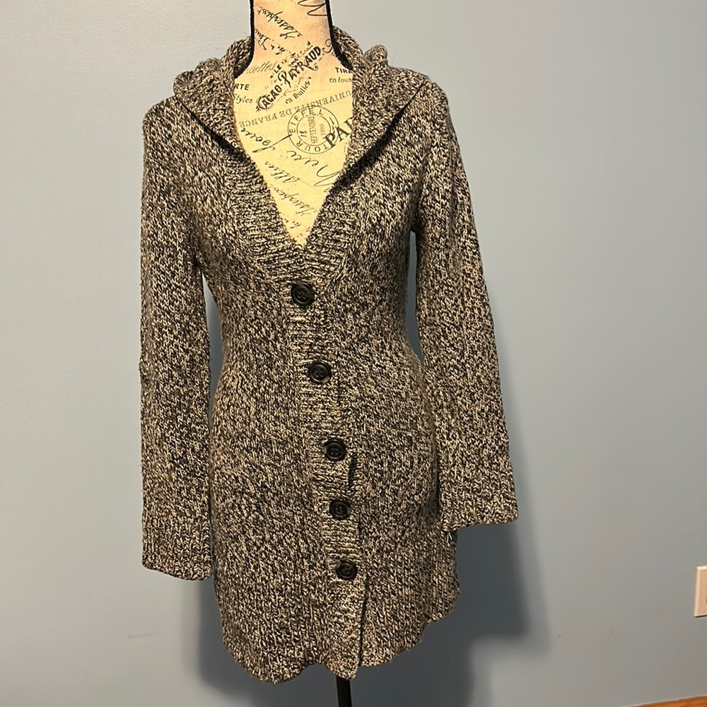 Button down hooded cardigan